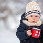 Child outside in the winter
