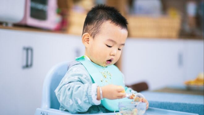 A baby eating