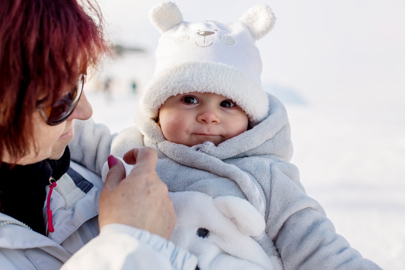 Baby girl in a fuzzy hat