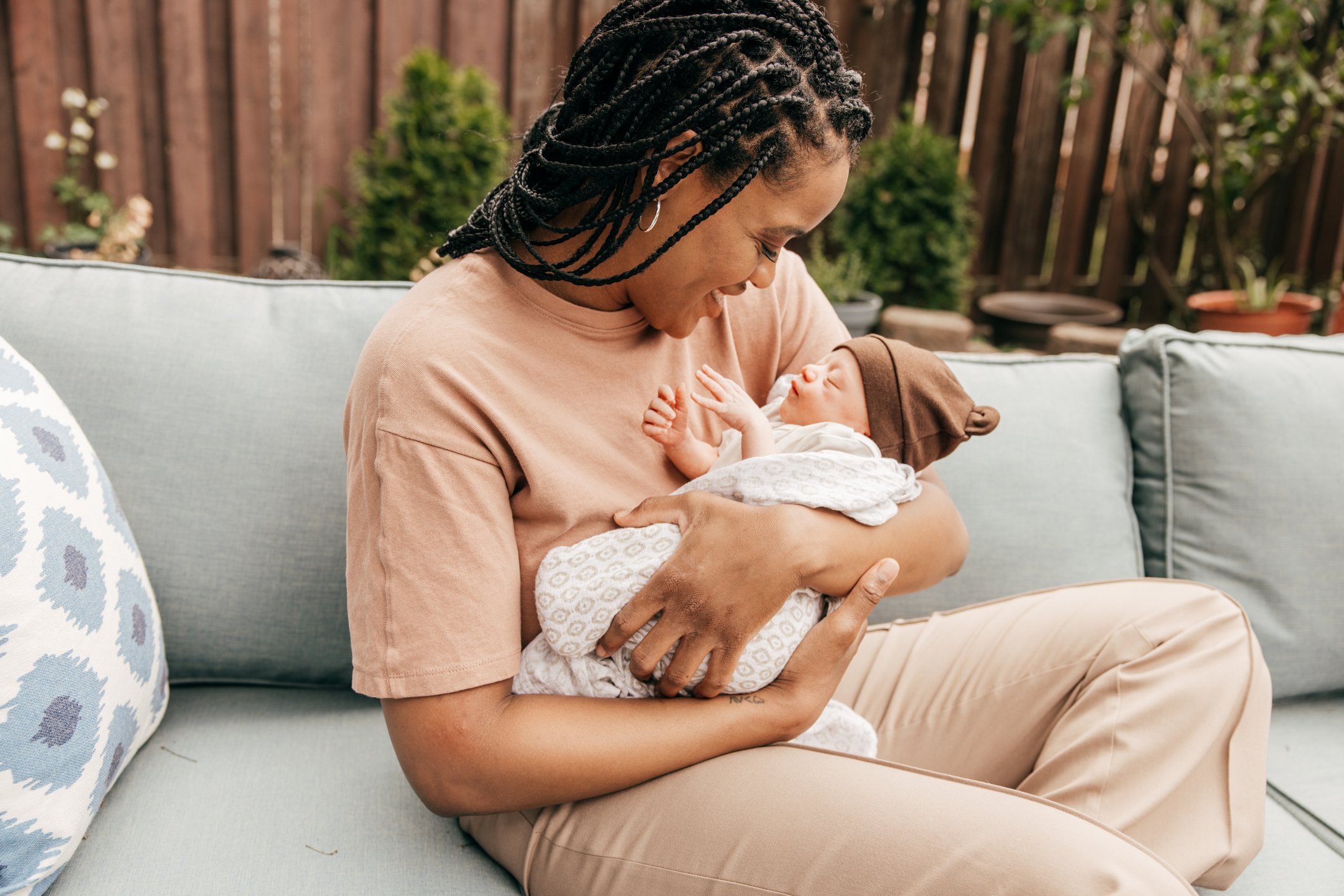 Mother with newborn son
