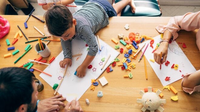 Kids doing arts and crafts