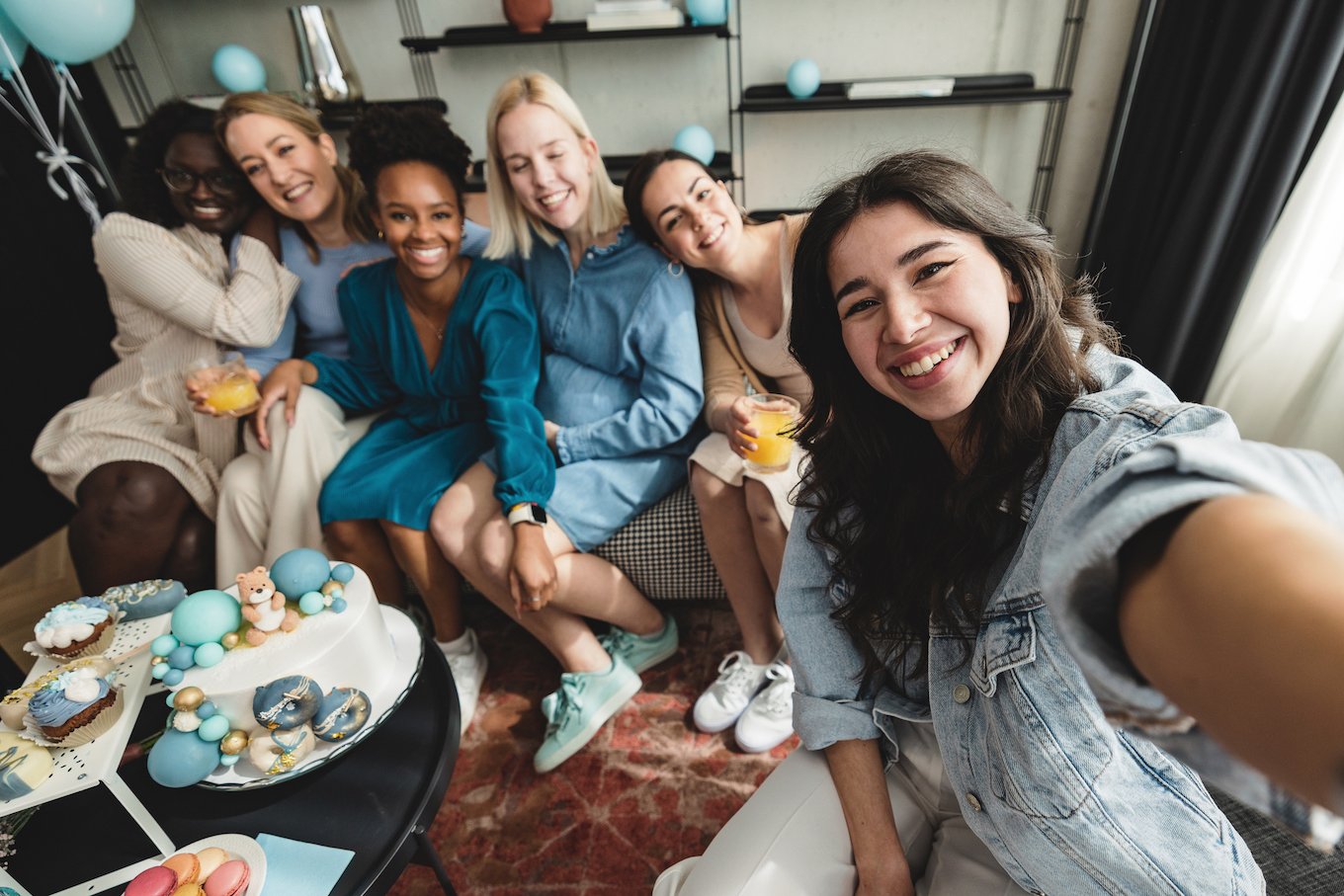 Friends at a baby shower