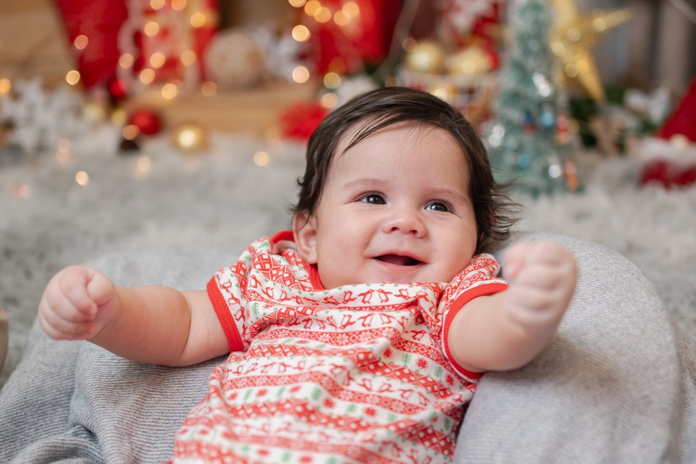 Baby girl wearing red