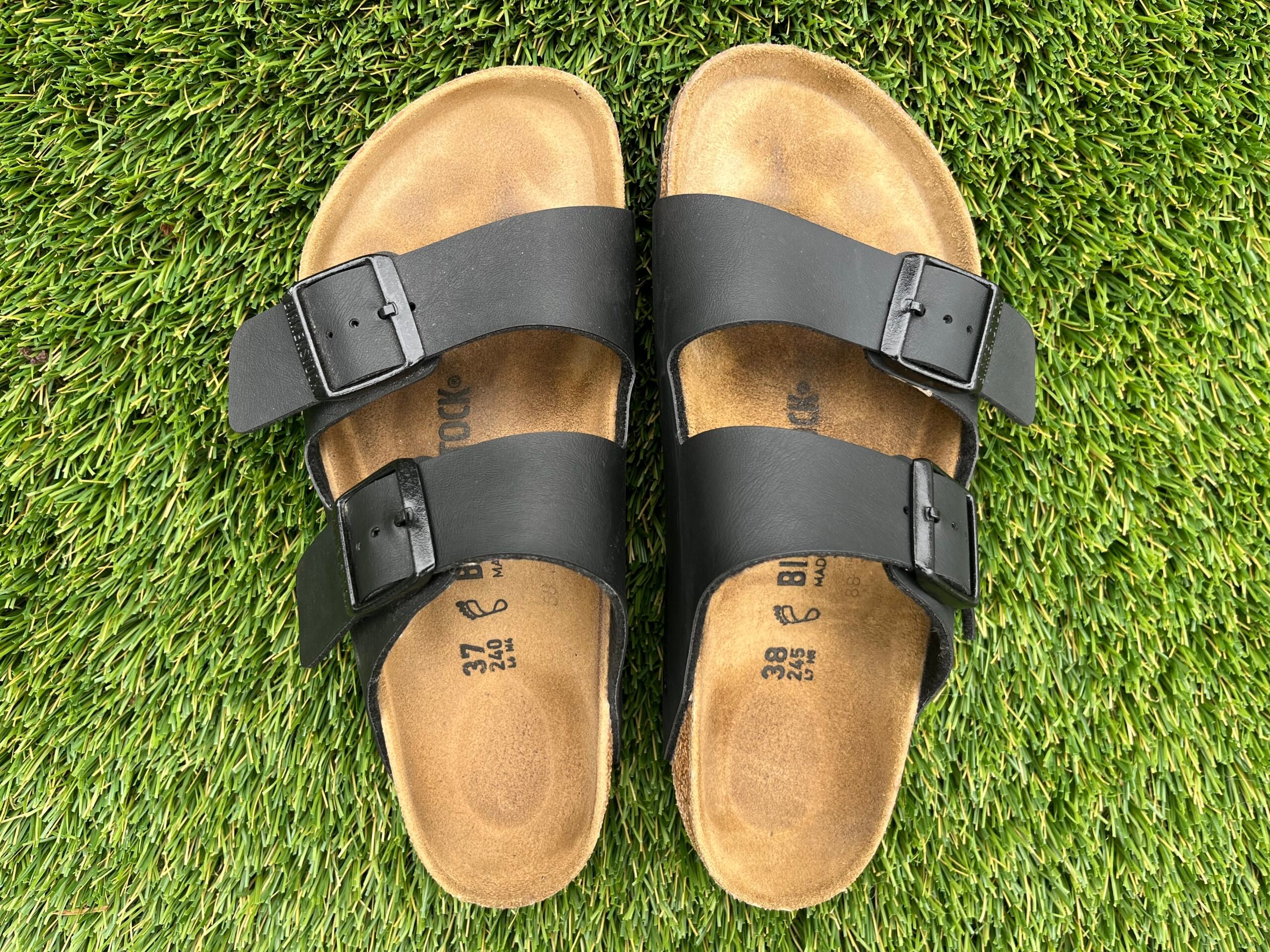 Two different sized Birkenstocks