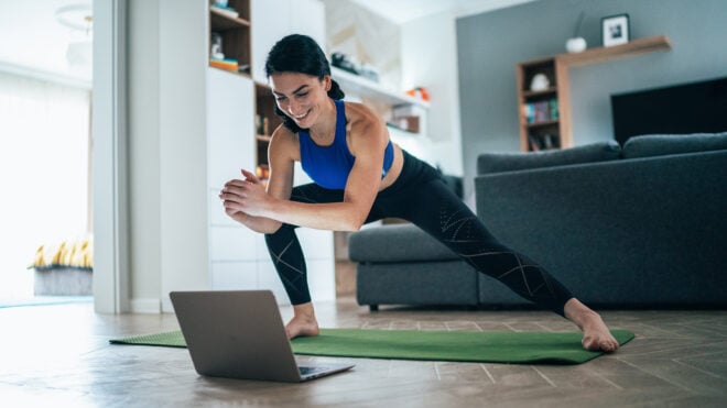 woman working out at home